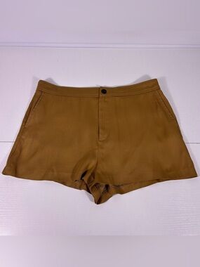 NWT Zara High Waist Tailored Shorts in Mustard Brown Size XL